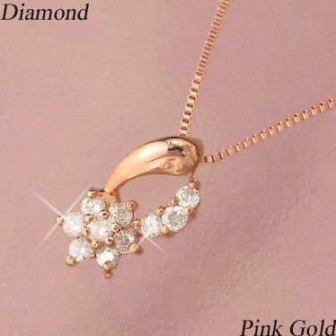 フラワー ネックレス 花モチーフ k18pg 4月誕生石 18金ピンクゴールド 計0.1ct 計0.1カラット 天然ダイヤモンド レディース 50代 40代 60代 30代 20代 ペンダント 妻 彼女 ギフト プレゼント 女性用 ベネチアンチェーン