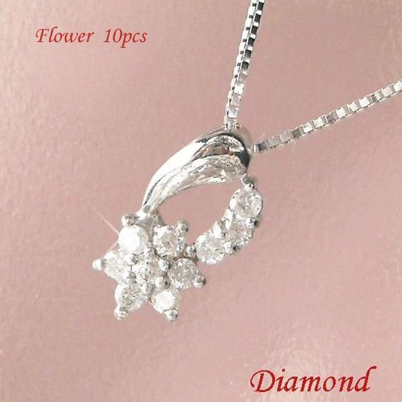 フラワー ネックレス 花モチーフ k18wg 4月誕生石 18金ホワイトゴールド 天然ダイヤモンド レディース 50代 40代 60代 30代 20代 ペンダント 妻 彼女 ギフト プレゼント 女性用 ベネチアンチェーン
