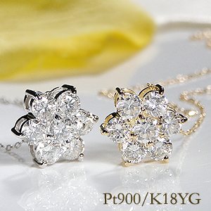 楽天市場】Pt900【1.00ct】フラワーモチーフ ダイヤモンドピアス【送料