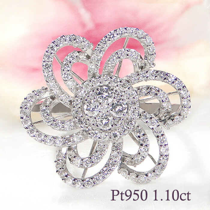 Pt950【1.10ct】ダイヤモンド リング【送料無料】プラチナ 指輪 ダイヤ ダイア 人気 可愛い おしゃれ 代引手数料無料 品質保証書 レディース ジュエリー ギフト プレゼント 贈り物 花 フラワー ダイヤリング ダイヤモンドリング フラワーモチーフ ダイアモンドリング｜ジュエリーAURA 429,000円