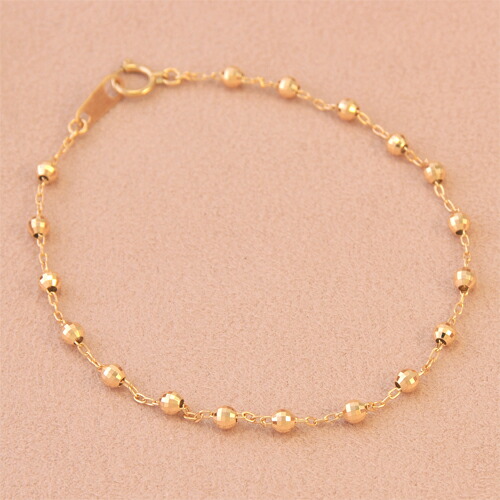 K18 金ミラーカットボールブレスレット 18cm ミラーカットボール
