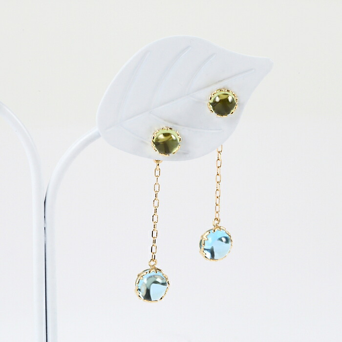 【新着】 K18 ブルートパーズ ペリドット ピアス 18金ゴールド 【送料無料】【対応】【ラッピング無料】