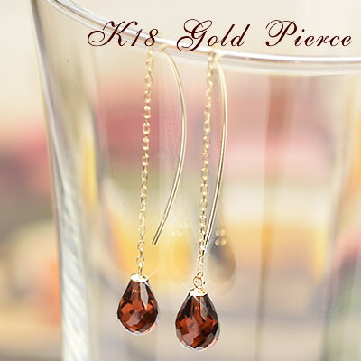 18金 ピアス 18k ガーネット アメリカン ピアス 両耳用 K18 ゴールド しずく ピアス 1月誕生石 送料無料 レディース 女性用 誕生日プレゼント 妻 母 金属アレルギー 安心 結婚式 お呼ばれ アクセサリー ジュエリー シンプル 華奢 かわいい 天然石 即納