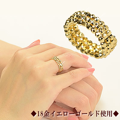 18金リング 3g 18金 リング k18 指輪 ゴールド 3連リング調 3本ウエーブ ライン
