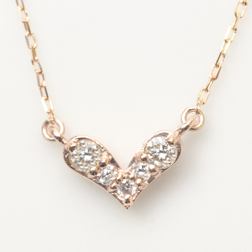 10K Yellow Gold ハートチャーム ジルコニア 10金 ネックレス 10K Yellow Gold ハート ジルコニア チャーム 10金
