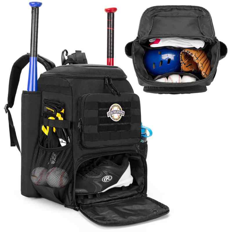 大容量野球バックパック - 耐久性があり、折りたたみ可能なスポーツバッグ。調節可能なストラップ、エクイップメントやアクセサリー用のジッパーコンパートメント付き。アウトドアアクティビティやスポーツエクイップメントバッグに最適。多用途のストレージバッグ 22440220_0.jpg