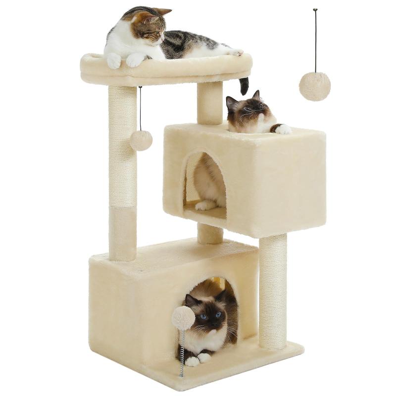 キャットタワー 低い スリム 大型猫用 省スペース コンパクト 老猫用 シニア 子猫 ステップ 階段替わり 猫ケージ内 窓際 猫タワー 低め 猫爪研ぎ サイザル麻紐 据え置き 多頭飼い 猫