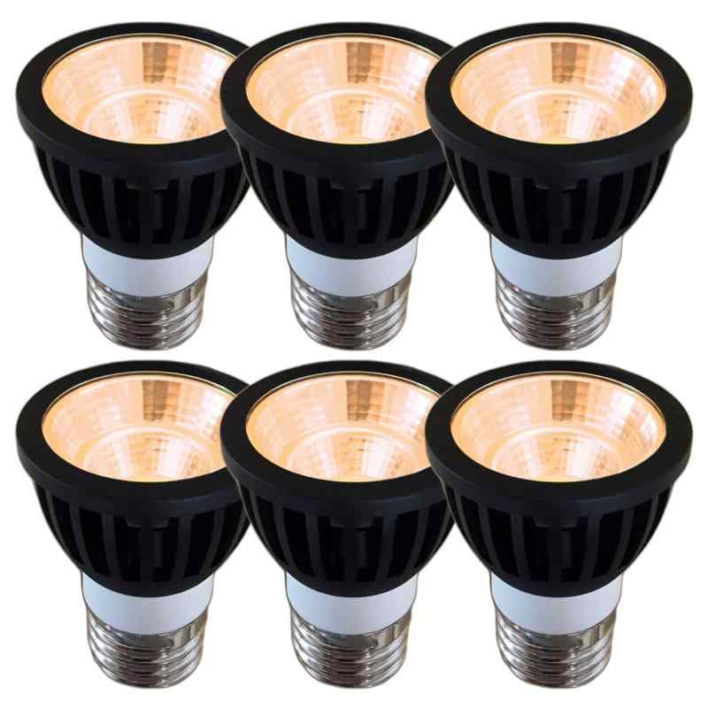 Fwaytech led レフ電球 e26 調光 7W ハロゲン電球60W～75W相当 ダクトレールLEDスポットライト 密閉器具対応 6個セット (電球色相当(2700K), 本体黒 (中角30度) E26口金 調光対応)
