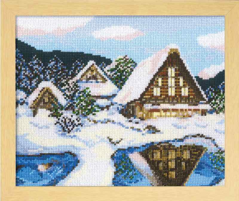 オリムパス製絲 ししゅうキット「雪の白川郷」 No.7389