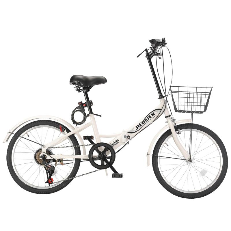 JIEBEIER 自転車 折り畳み自転車 20インチ 7段変速 カゴ ワイヤー錠 Amazon | JIEBEIER 自転車 折り畳み自転車 20インチ 7段変速