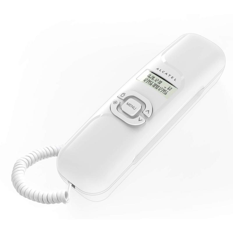 ALCATEL (アルカテル) T16 電話機 おしゃれ シンプル 固定電話機 シンプルフォン コンパクト 小型 壁掛け 受付用 オフィス用 業務用 家庭用 リダイヤル 親機のみ 日本語説明書付き ホワイト