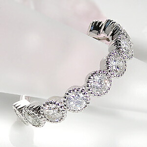 pt900【1.2ct】【H-SIクラス】ミル打ち ダイヤモンド リング 【送料無料】【刻印無料】【品質保証書】【代引手数料無料】クラシカル アンティーク エタニティリング 重ねづけ 指輪 埋め込み レディース プレゼント ダイヤモンドエタニティ｜ジュエリー for　you