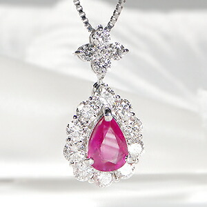 楽天市場】pt900 ルビー 取り巻き ダイヤモンド ネックレス チェーン付