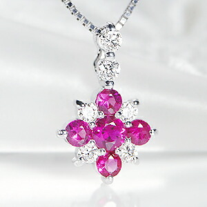 楽天市場】pt900ピンクサファイア ダイヤモンド ペンダント トップ