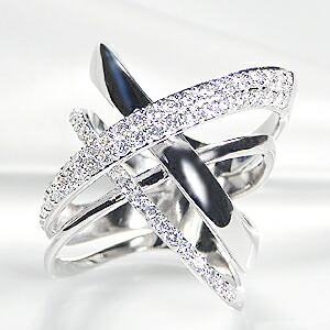 楽天市場】K18WG【0.50ctUP】ダイヤモンド クロス リング【送料無料