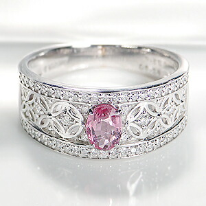 楽天市場】Pt900 ピンクサファイア ＆ ダイヤモンド リング上品 豪華