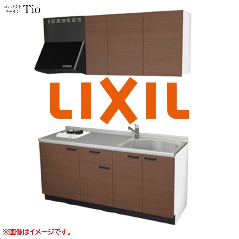 間口1800mm 1口ガスコンロ ミニキッチン コンパクトキッチン コンログリルレス LIXIL リクシル Tio ティオ 壁付I型 扉デザイン グループ2 B7シリーズ 木目(つや消し) カラー(クリエモカ) ハンドル取手【送料無料】|J-HOUSEジャパン