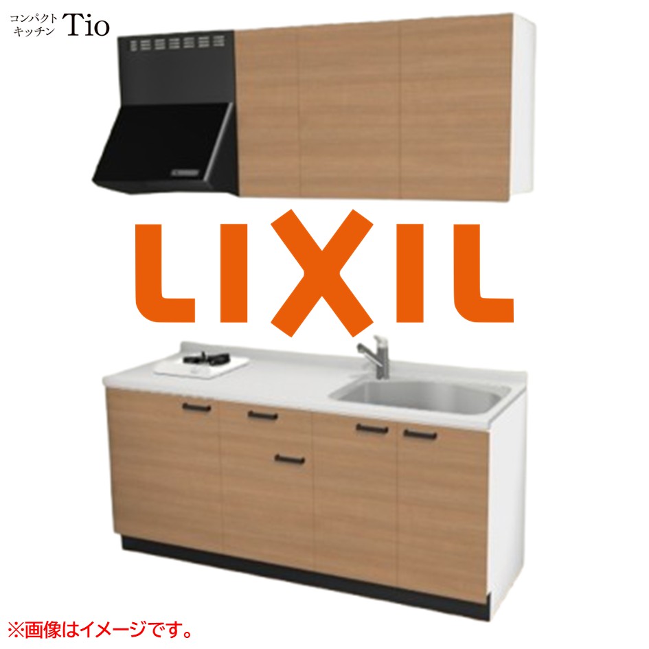 人造大理石トップ 間口1800mm 1口ガスコンロ ミニキッチン コンパクトキッチン コンログリルレス LIXIL リクシル Tio ティオ 壁付I型 扉デザイン グループ2 B7シリーズ 木目(つや消し) カラー(クリエラスク) ハンドル取手【送料無料】|J-HOUSEジャパン