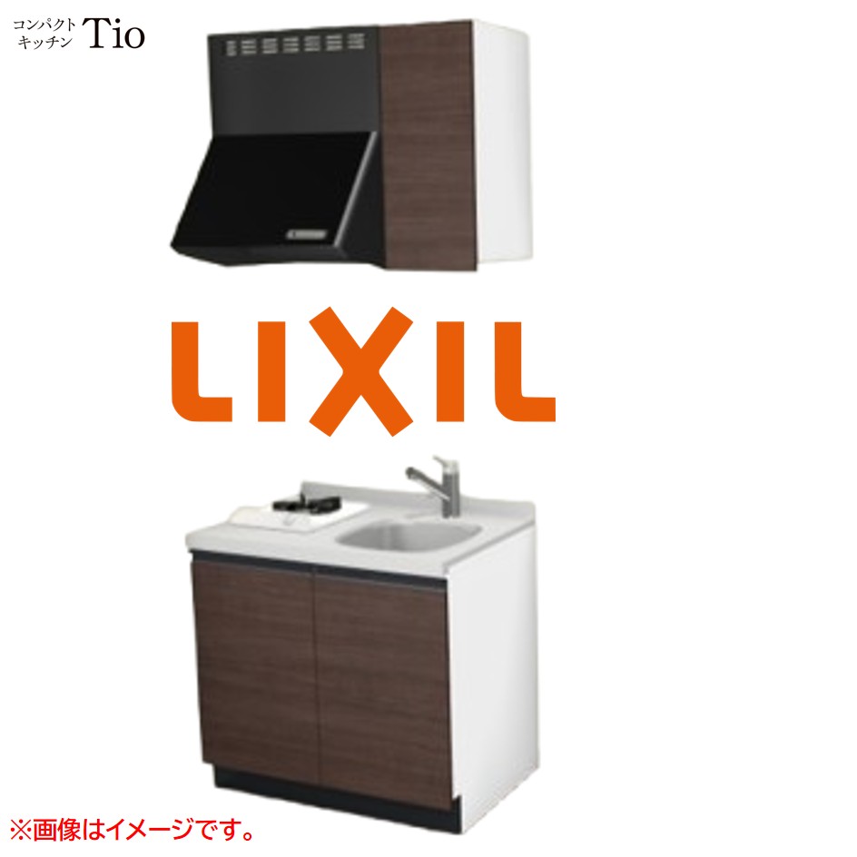 人造大理石トップ 間口900mm 1口ガスコンロ ミニキッチン コンパクトキッチン コンログリルレス LIXIL リクシル Tio ティオ 壁付I型 W900 扉デザイン グループ2 B7シリーズ 木目(つや消し) カラー(クリエダーク) ライン取手【送料無料】|J-HOUSEジャパン