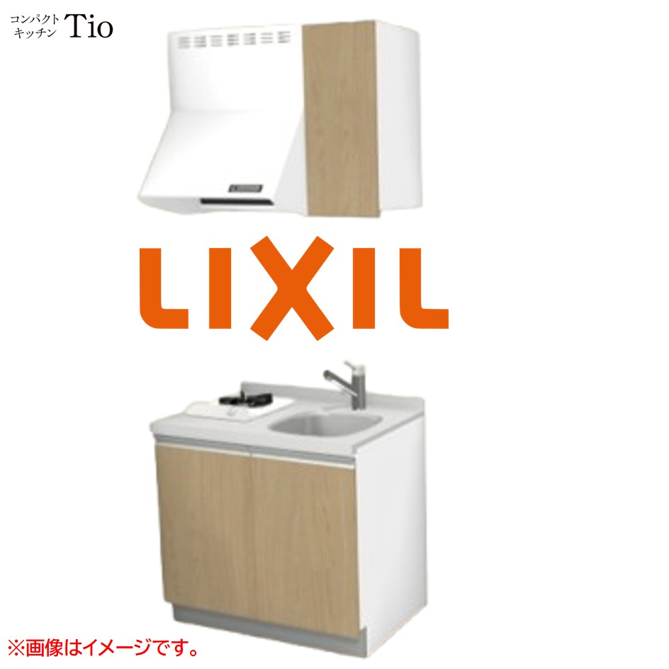 人造大理石トップ 間口900mm 1口ガスコンロ ミニキッチン コンパクトキッチン コンログリルレス LIXIL リクシル Tio ティオ 壁付I型 W900 扉デザイン グループ1 B5シリーズ 木目(つや消し) カラー(プレーンオーク) ライン取手【送料無料】|J-HOUSEジャパン