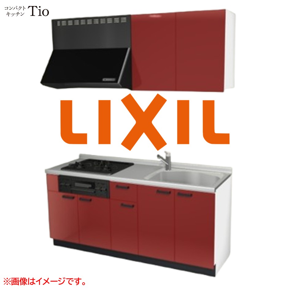 間口1800粍 3口ガスコンロ ミニ勝手もと パウダーコンパクト勝手もと コンロ料理茶屋付 LIXIL リクシル Tio ティオ 壁付I型 扉図案化 人だかり2 B6つづき物 単色(光輝) 色合い(ディープレッド) 手持ち部分引き取り人【貨物輸送無料】 キッチン用設備-花・ガーデン・DIY