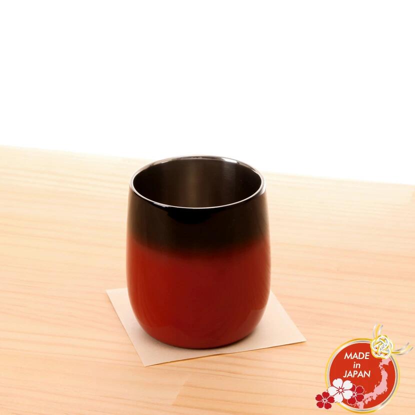 【在庫限り】日本の工芸品　山中漆器 漆磨二重ロックカップ ダルマ 赤 彩｜和雑貨・工芸・結納品の久宝堂 8,580円