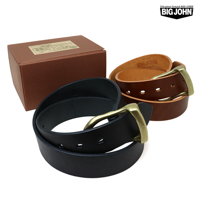 BIG JOHN ビッグジョン HIMEJI LEATHER ORIGINAL BELT 5粍厚 姫路なめし革胴締め VBLT02 BK 黒いこと コマーシャル 駱駝