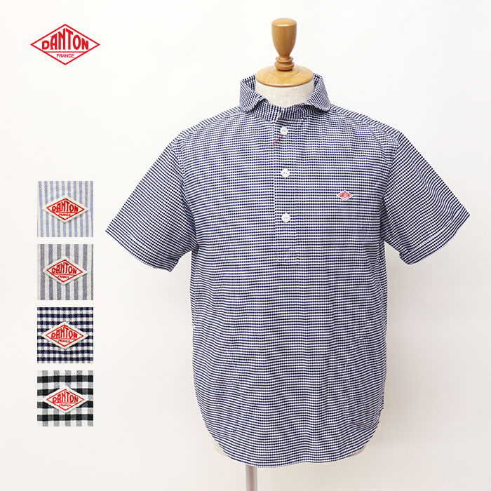 DANTON ダントン メンズ 半袖プルオーバーワークシャツ GINGHAM STRIPE DT-B0284OXP