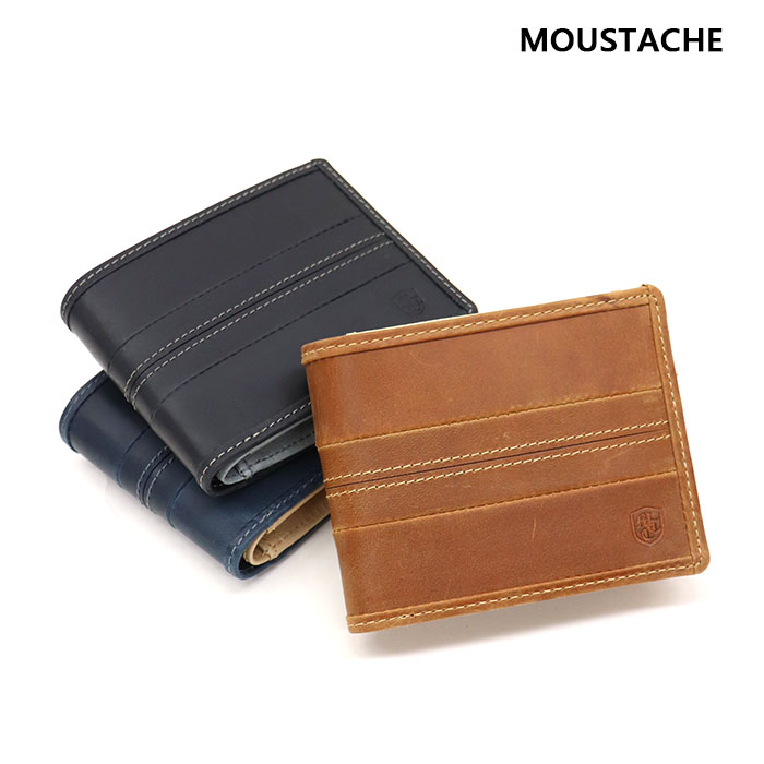 MOUSTACHE ムスタッシュ 二つ折り財布 バッファロー革×豚革 DBR-5403