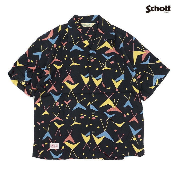 Schott 打つこと プルオーバー Schott×PJ ATOMIC RAYON SHIRT 打つこと×パイナップル清涼飲料水 アトミック 人絹プルオーバー 782-6123013