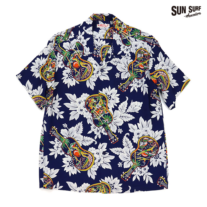 SUN SURF サンサーフ シャツ RAYON HAWAIIAN SHIRT UKULELE MELODY レーヨン ハワイアンシャツ ウクレレ・メロディ SS39613｜MATSUYA 店