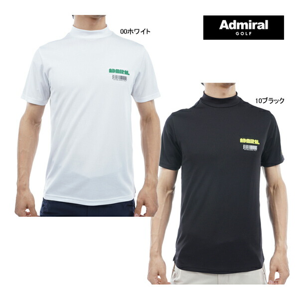 アドミラル ゴルフ ウエア メンズ モックシャツ ADMA404 ロックフェス グラフィック Admiral Golf 春夏 シャツ ホワイト ブラック 半袖 LYW 25W SAL YPP