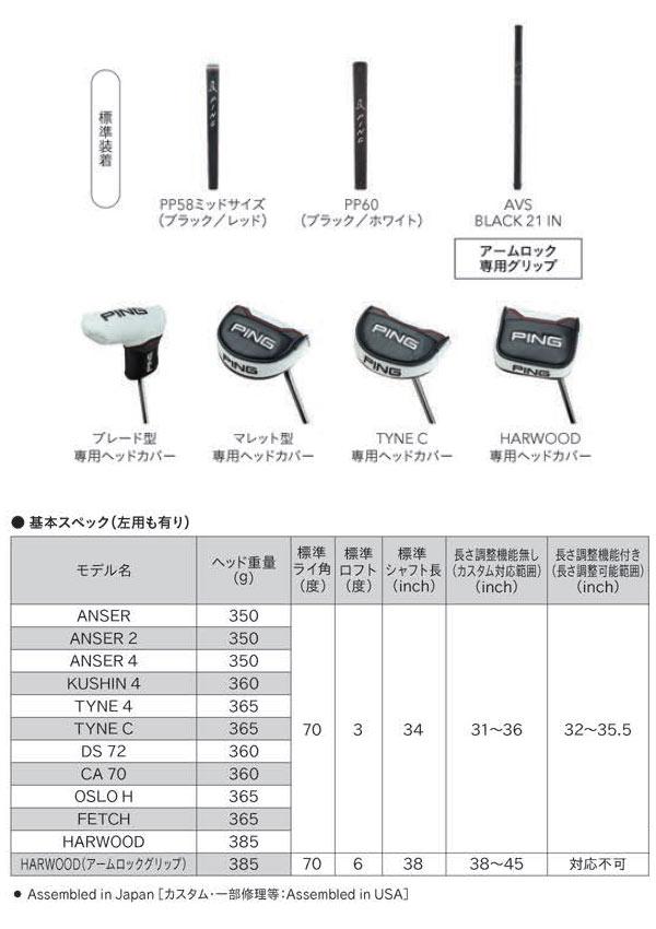 ♪ピン 2021パター [OSLO H(オスロ H)] マレット型 長さ調節機能付き