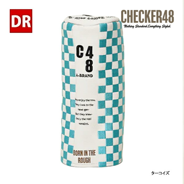 チェッカーフォーティエイト ゴルフ バレル ドライバー ヘッドカバー Checker48 GOLF BARREL DRIVER COVER HC DR ラウンド チェッカー 配色 ターコイズ 26ET