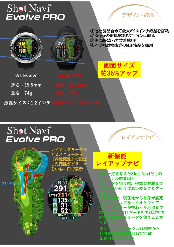 ショットナビ エヴォルヴ プロ エボルブ 腕時計型 Navi Evolve GPS