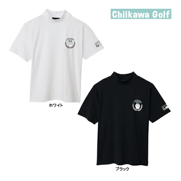 ちいかわ ゴルフ モックネック Tシャツ 半袖 CKG039 ハチワレ エンブレム ホワイト ブラック キャラクター ナガノ かわいい Chiikawa Golf Mockneck 24ET ASR
