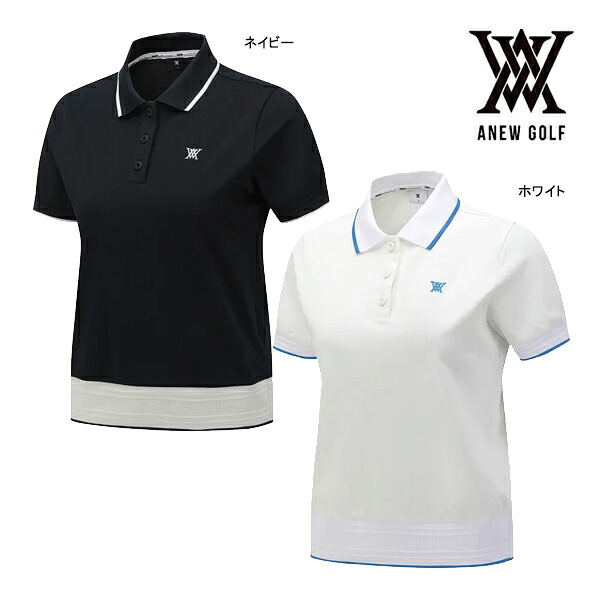 アニュー ゴルフ レディースウェア ロープロゴ Tシャツ AGGMWTS09 ANEW GOLF 半袖 ラウンド トレーニング シンプル ポロ襟 スポーティ ウエア 韓国 26WT|Japan Net Golf 店