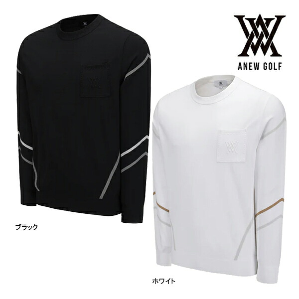 アニュー ゴルフ メンズウェア セーター AGFFMKN01 FA エッセンシャル ANEW GOLF 長袖 ウエア 秋 AW デイリー 機能性 ラウンド ライン ニット 通気性 25WT｜Japan Net Golf 店 35,965円