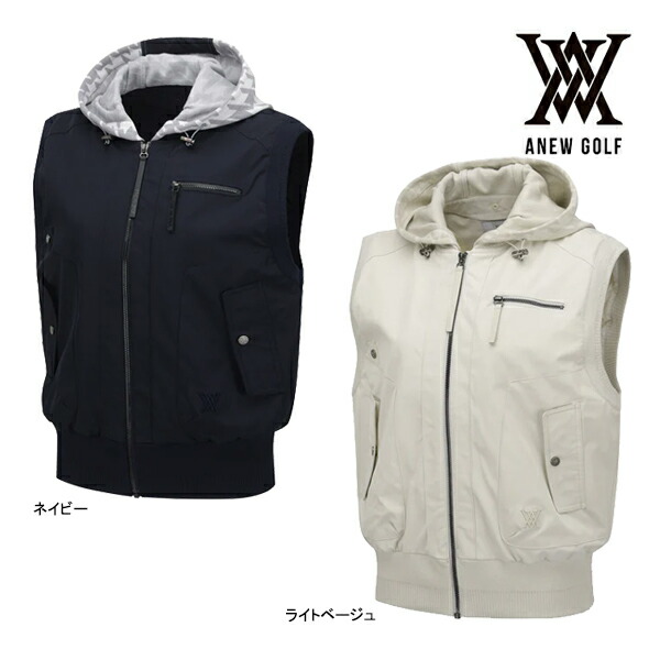 アニュー ゴルフ レディースウェア フード ベスト AGFFWVT03 ウィメンズ FA ANEW GOLF 袖なし ウエア AW アウター 重ね着 上着 羽織 MA-1 体型カバー 25WT
