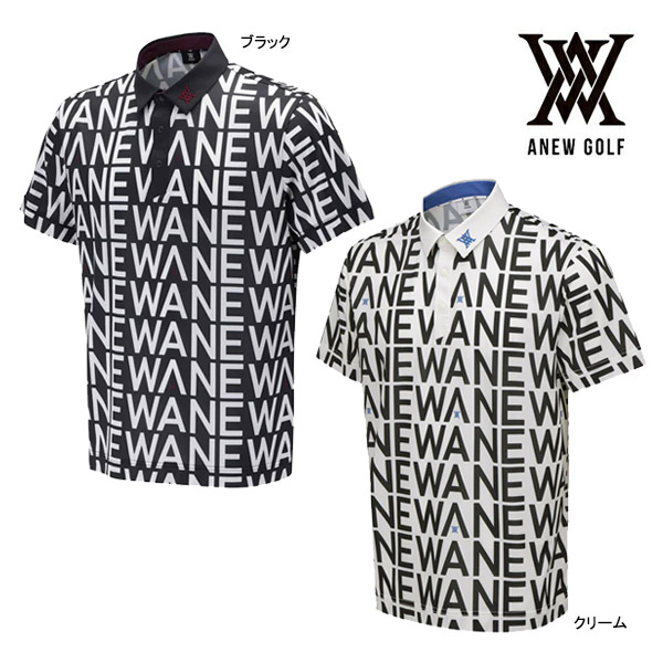 アニュー ゴルフ メンズ Tシャツ AGFMMTS53 SM ロゴ パターン ショート ANEW GOLF ロゴ 日常 半袖 ラウンド トップス 衿付 韓国 サマー ポロシャツ 25WT 10PT