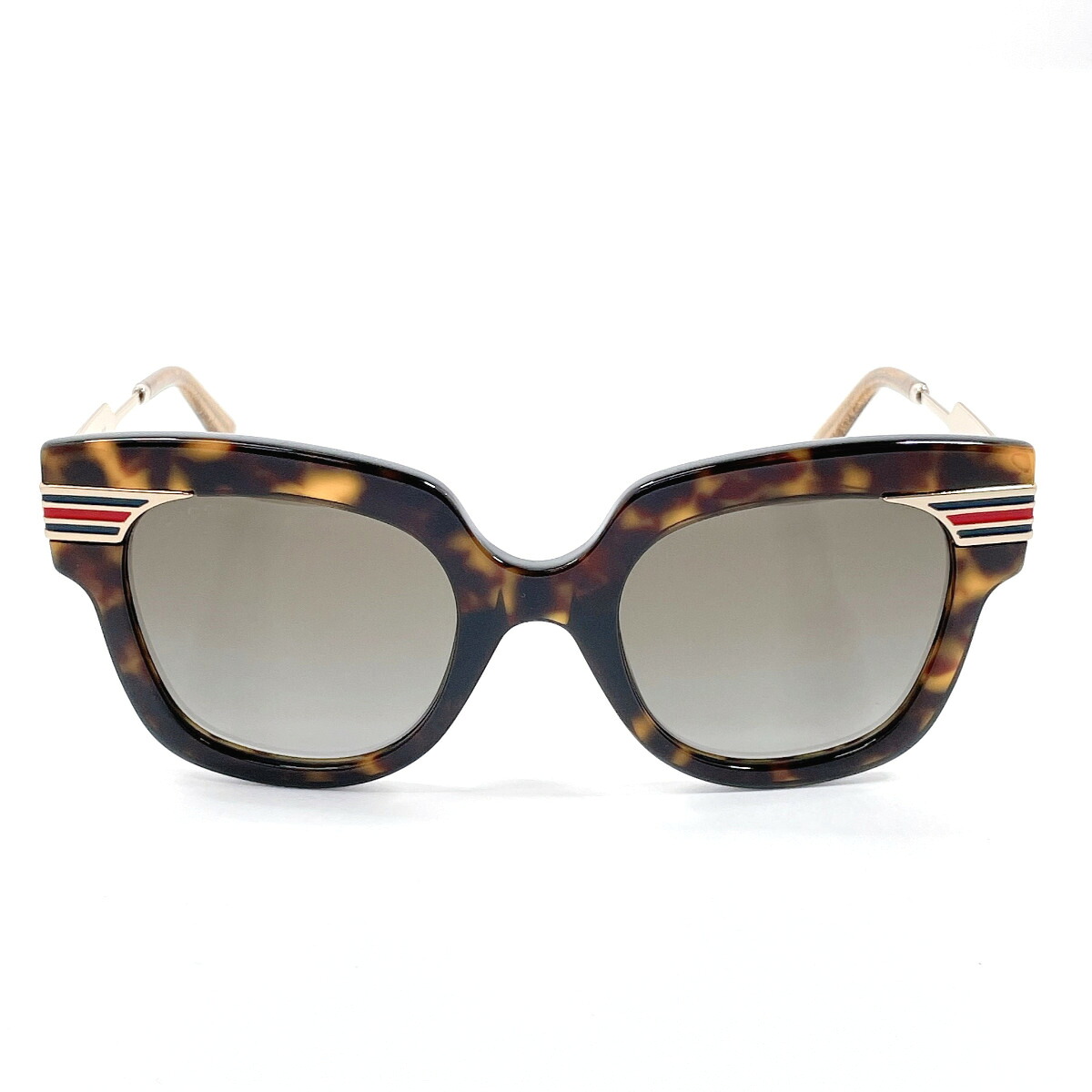 GUCCI グッチ ウェビングライン GG0281S サングラス メタル/合成樹脂 ブラウン【中古】 ユニセックス｜J-P-Brands
