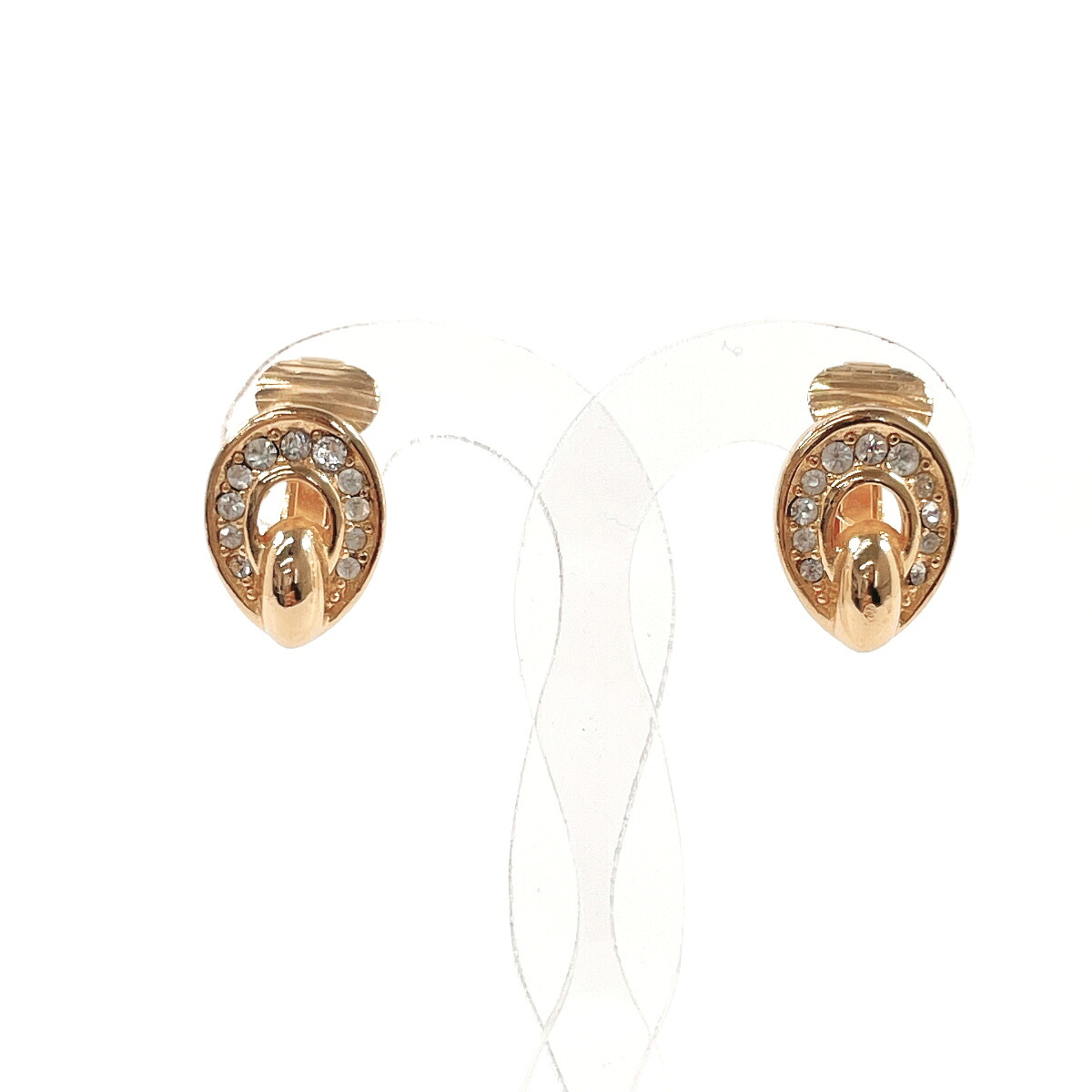 Christian Dior クリスチャンディオール イヤリング メタル/ラインストーン ゴールド【中古】 レディース