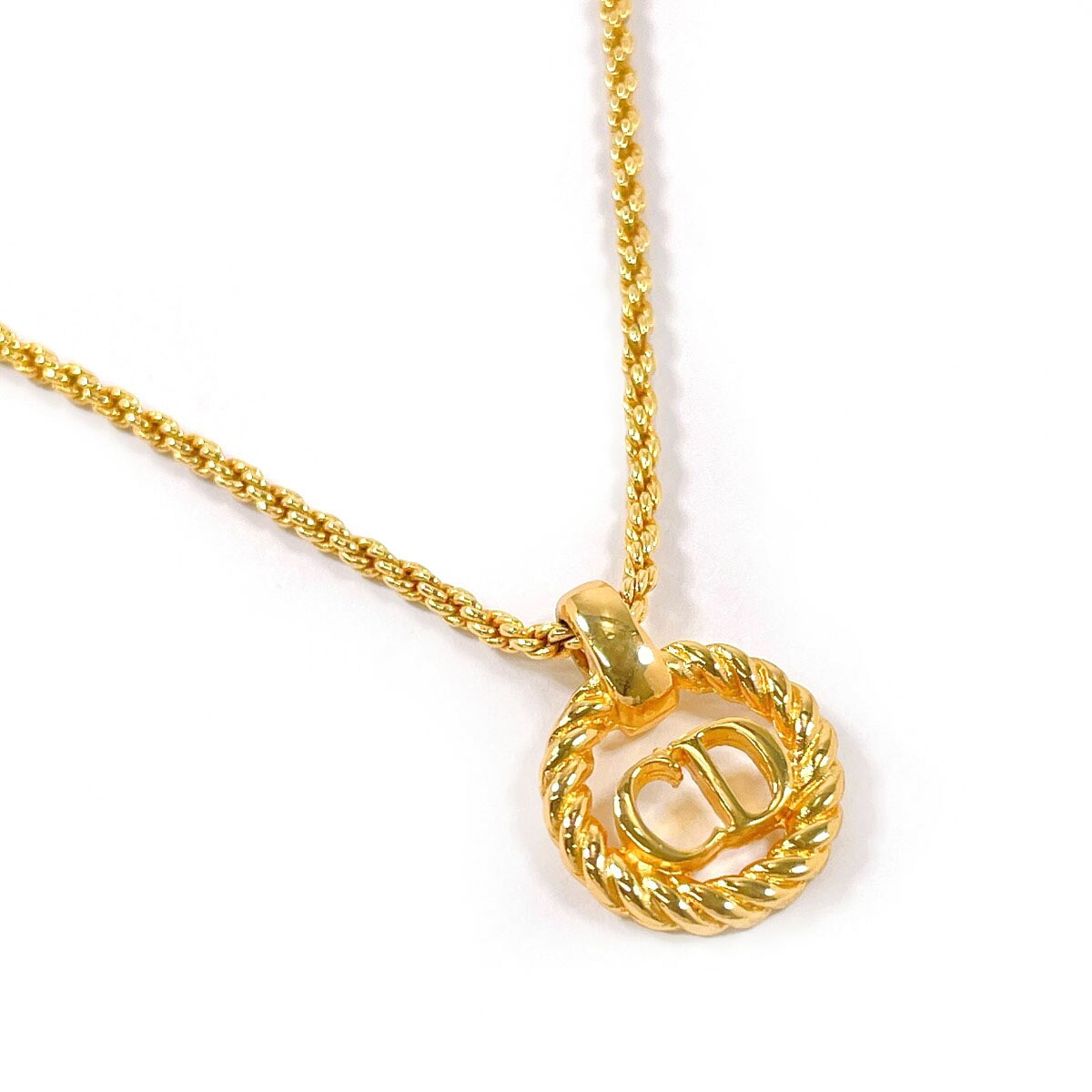 Christian Dior クリスチャンディオール CD ロゴ ヴィンテージ ネックレス GP ゴールド【中古】 レディース