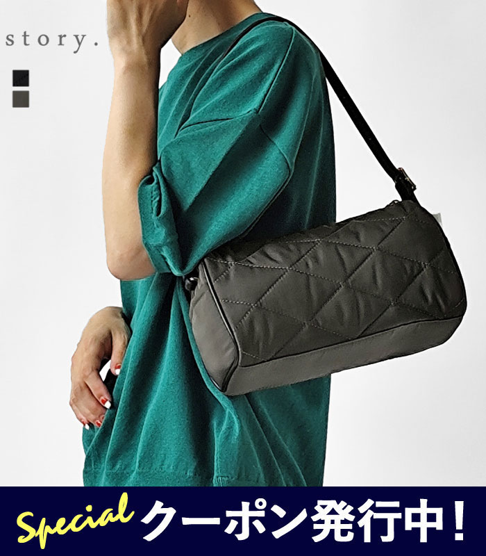 【★ポイント10倍+最大1000円クーポン!】【SALE】ストーリー story. ショルダー バッグ PL QUILT RAKISH HANDBAG レディース 春 夏 秋 冬 ダイヤキルト 付属ショルダーベルト付き 横型 サブバッグ ブラック グレー 3A-1813-4≪返品交換対象外≫【2430】