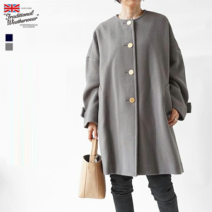 【SALE】トラディショナル ウェザーウェア コート レディース Traditional Weatherwear MALTON N/C マールトン ノーカラー ウール メルトン Wフェイス ミディアム丈 アウター ≪返品交換対象外≫【2420】