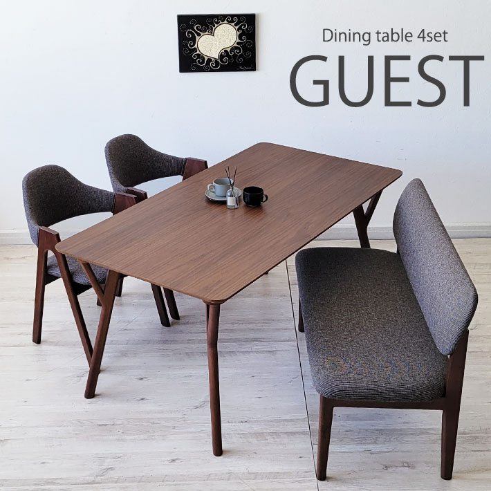 【全品10％オフ】 ダイニングテーブルセット 4点セット 4人 4人用 長方形テーブル ダイニングテーブル チェア ベンチ オーク 楢 天然木 北欧 高級 おしゃれ シンプル ナチュラル オーク 椅子 北欧チェア PVC ファブリック イス いす 肘付き 肘置き