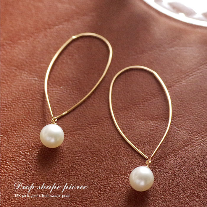 【P10倍】ピアス レディース 淡水パールピアスピアス ピンクゴールド 18k K18 PG 18金 hineri ひねり 一粒ピアス 淡水真珠ピアス レディース デザイン 上品 カジュアル パーティー 誕生日プレゼント 女性 結婚式 アクセサリー おしゃれ シンプル 大イエベ ブルベ｜プレシャス　店