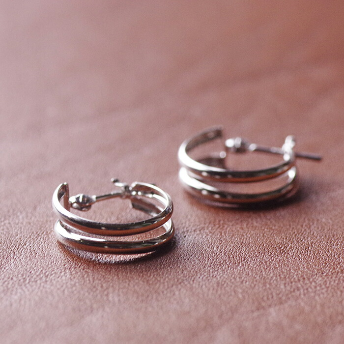 【P10倍】ピアス レディース フープピアス 2連 ダブル 14k K14 WG ホワイトゴールド 地金ピアス 金属アレルギー対応 アレルギー対策 おしゃれ おすすめ 大人 シンプル 普段用 女性 20代 30代 40代 50代 日本製イエベ ブルベ|プレシャス 店
