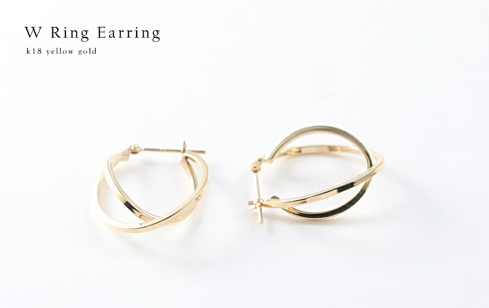 【P10倍】ピアス レディース フープピアス 2連 ダブル 18k K18YG 地金ピアス 細 太 上品 フォーマル パーティー 誕生日プレゼント 女性 20代 30代 40代 50代 アクセサリー おしゃれ おすすめ シンプル 普段用イエベ ブルベ