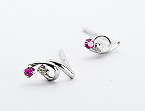 【P10倍】ピアス レディース ダイヤモンドピアス ダイヤピアス ルビーピアス ツイスト PT900 プラチナピアス スタッドピアス おしゃれ おすすめ 大人 シンプル 普段用 女性 20代 30代 40代 50代 日本製イエベ ブルベ|プレシャス 店